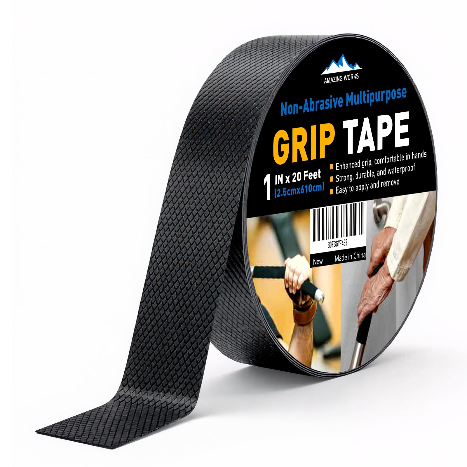 Photo 1 of Rubber Grip Tape, 1 In x 20 Ft Non-Abrasive Grip tape for handles, Strong Adhesive Waterproof Heat Resistant Cushion grip, Comfortable in hands, perfect for handles, handlebars, or any slippery stuff