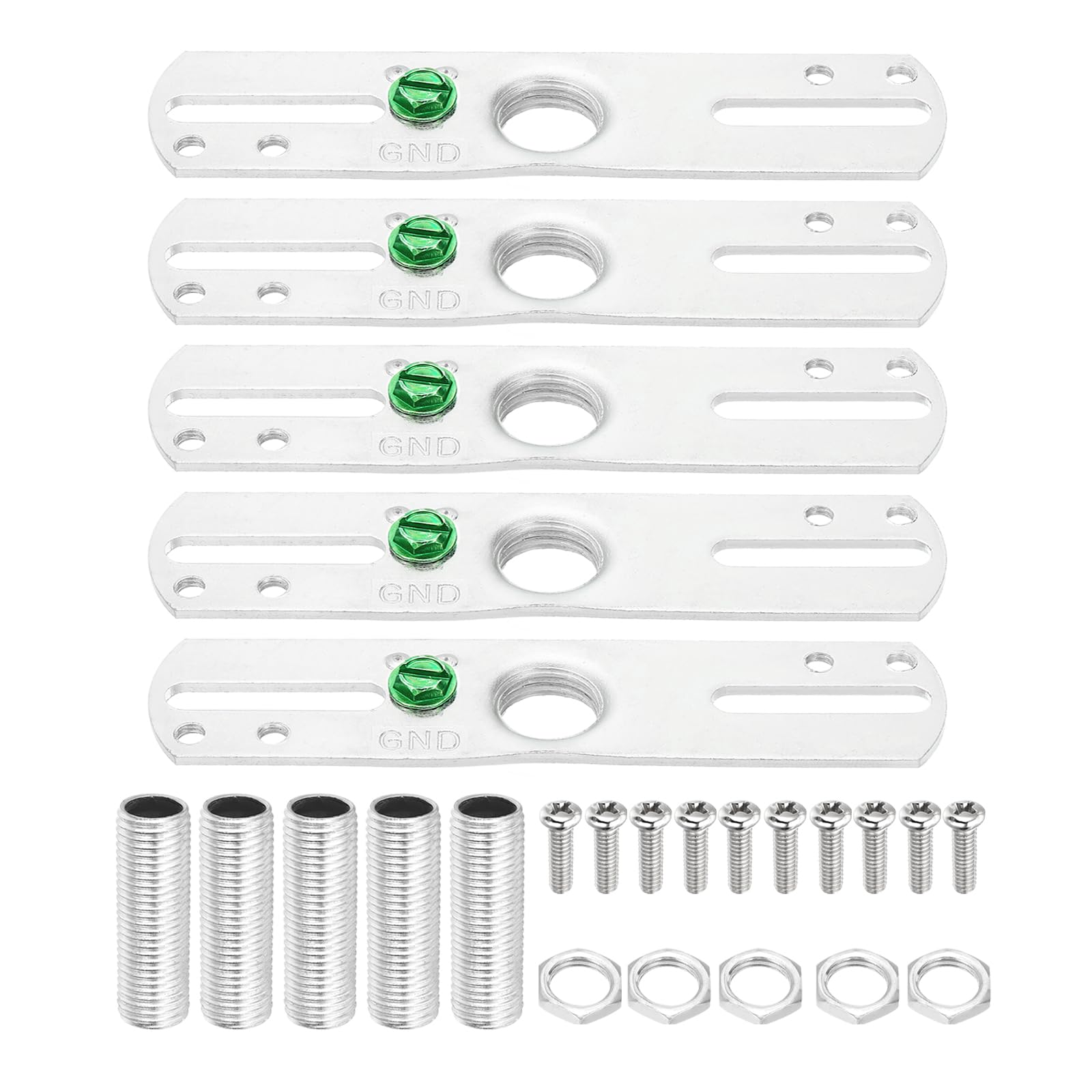 PATIKIL 4" Light Crossbar Kit, 5 Set Universal Light Fixture Mounting Bracket with 1/4IP Tap Center Hole Ceiling Light Plate Canopy Hardware Set for Chandelier Wall Light, Silver Tone