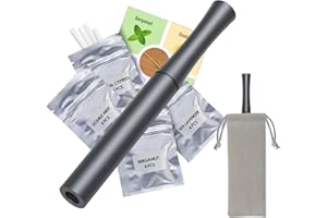 OXYGEER Smokeless Inhalers, Aluminum Oral Fixation Quit Smoking Aid Vaporless Inhaler，Quit Smoking Inhaler with 4 Free Flavored Cotton Core for Lighten(Portable Bag)-004