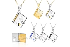 Personalized Love Book Necklace,Custom Engraved Photo & Text 10-Page Book Necklace,Openable Pendant Perfect for Girls,A Penda