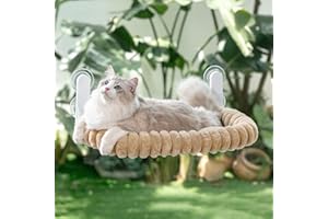 Sunhoo Foldable Cat Window Hammock Bed Window Sill Perch for Large Cats Kitty Hanging Seat Shelf with Suction Cup Soft Plush 