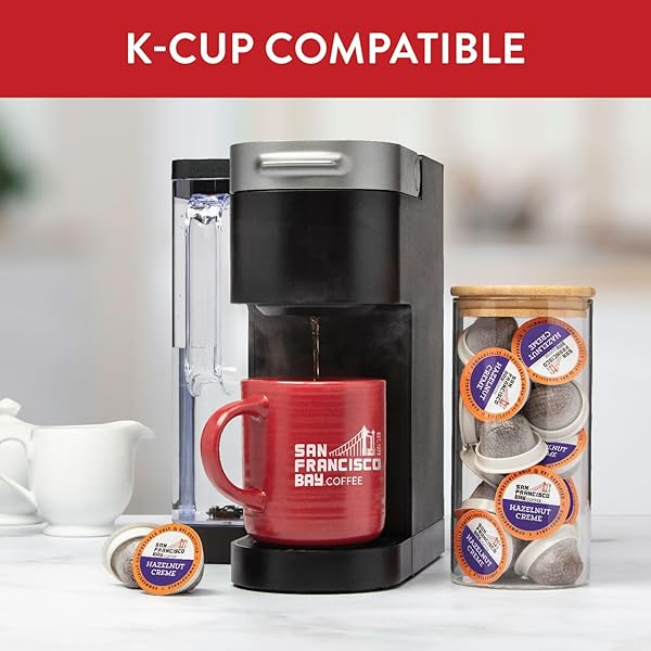 SAN FRANCISCO BAY COMPOSTABLE COFFEE PODS – HAZELNUT CRÈME (120 CT) K CUP COMPATIBLE INCLUDING KEURIG 2.0, FLAVORED, MEDIUM ROAST