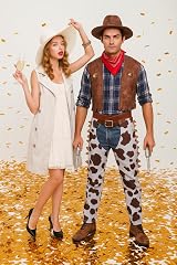 HENBRANDT Adult Cowboy Fancy Dress Costume with Hat and Chaps One Size view 2