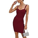 UONBOX Women's Rayon Cute Mini Sleeveless Bodycon Club Party Bandage Strap Dress