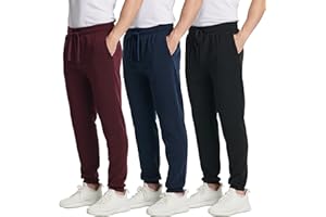 Real Essentials 3 Pack: Men's Fleece Elastic Bottom Jogger Sweatpants with Pockets (Available in Big & Tall)