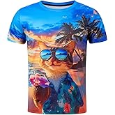 RAISEVERN Mens T-Shirts Cool Novelty Graphic Crewneck Short Sleeve Funny Casual Tees Top
