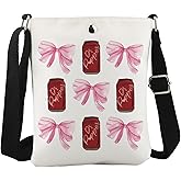 WCGXKO Pink Bow Soda Drink Crossbody Bag Soda Addict Gift for Soda Drink Lover