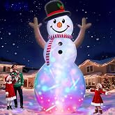 14 Ft By 7.5 Ft Huge Christmas Inflatable Snowman with Rotating Colorful Lights Hat & Scarf Christmas Decorations Outdoor with Build-in LED Lights Xmas Blow Up Yard Decor for Lawn Garden Holiday
