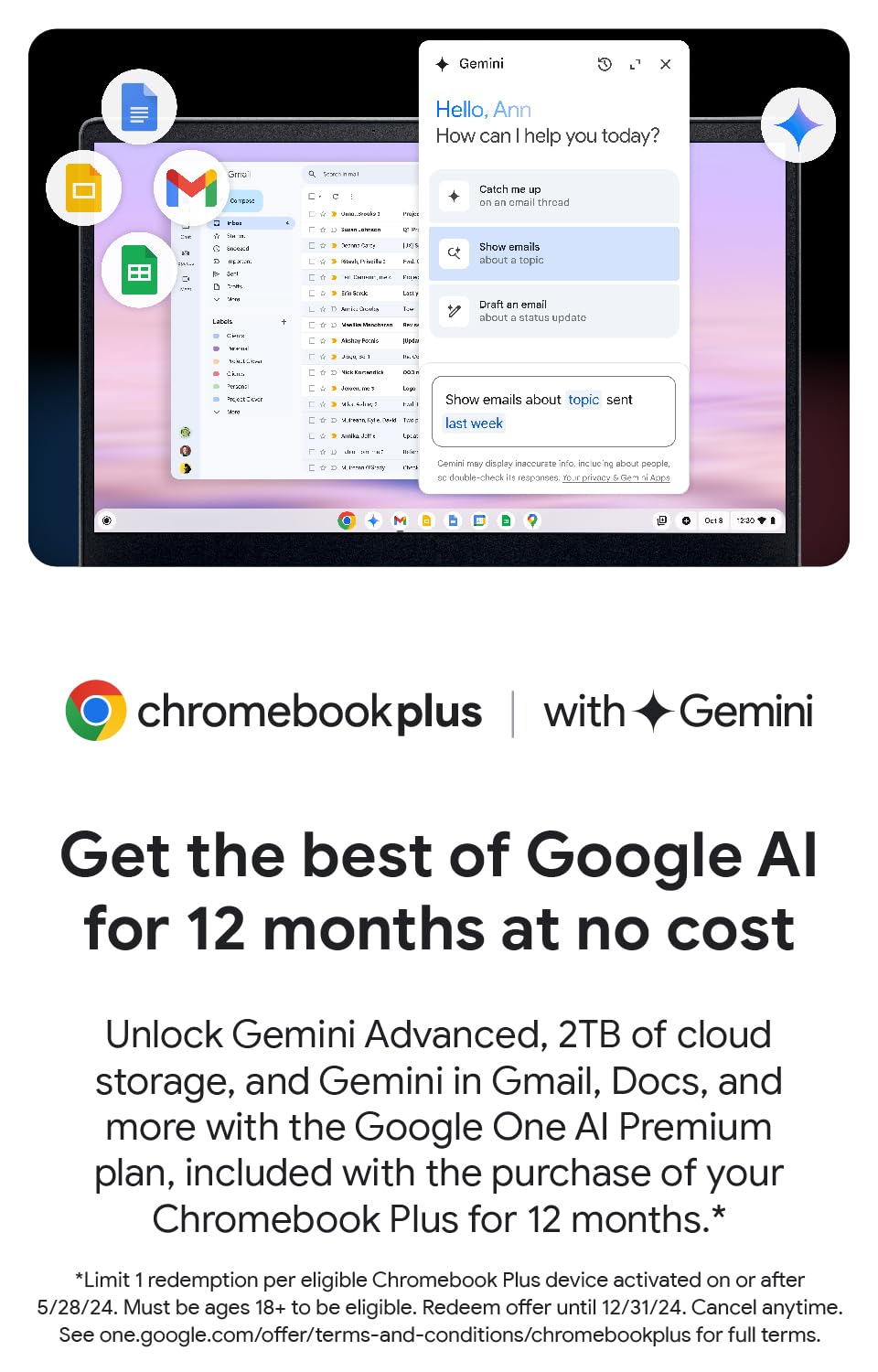 Acer Chromebook Spin 714 Laptop with Google AI – Intel Evo | Intel Core i7-1355U | 14