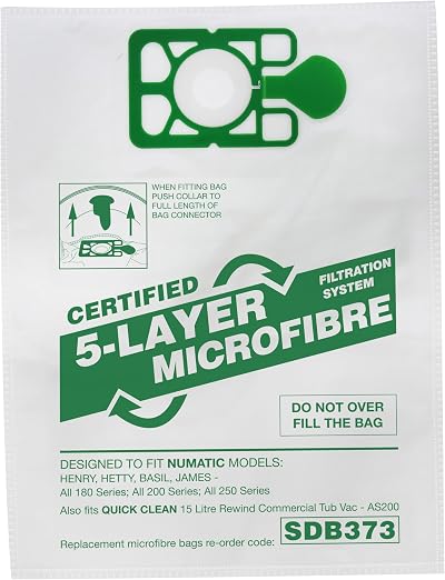 First4Spares 20 x Numatic Henry Hetty HEPAFLO Hoover Bags 5 Layer Cloth
