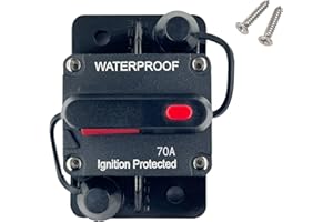 Xipupoo 70Amp Circuit Breaker 12V - 48V DC with Manual Reset Switch Button for Boat Trolling Motor Marine ATV Trailer Vehicles Stereo Audio Electronic Battery Solar System Inline Fuse Waterproof