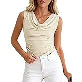 BTFBM Cowl Neck Tank Tops for Women 2026 Spring Summer Sleeveless Dressy Blouses Business Casual Outfits Going Out Top