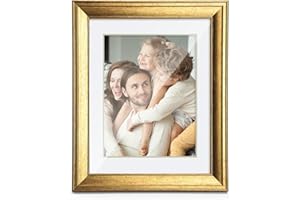 TWING 11x14 Picture Frame Gold Displays 8x10 Photo Frame with Mat or 11x14 Without Mat,Photo Frame Collage for Wall Decor Mounting or Table Display, Ideal to Family and Friends