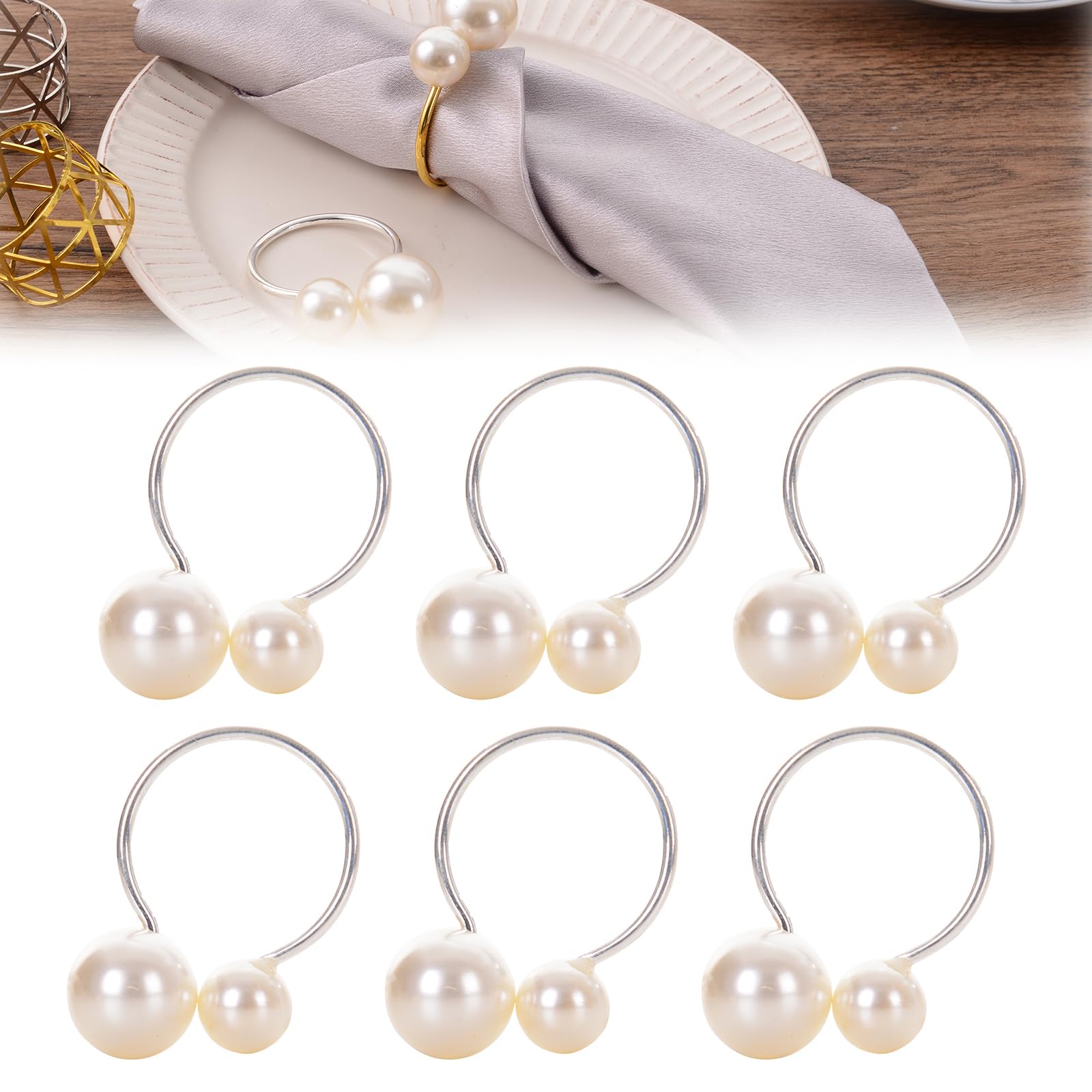 Silver Napkin Rings Set, Christmas Napkin Rings (10 PCS)