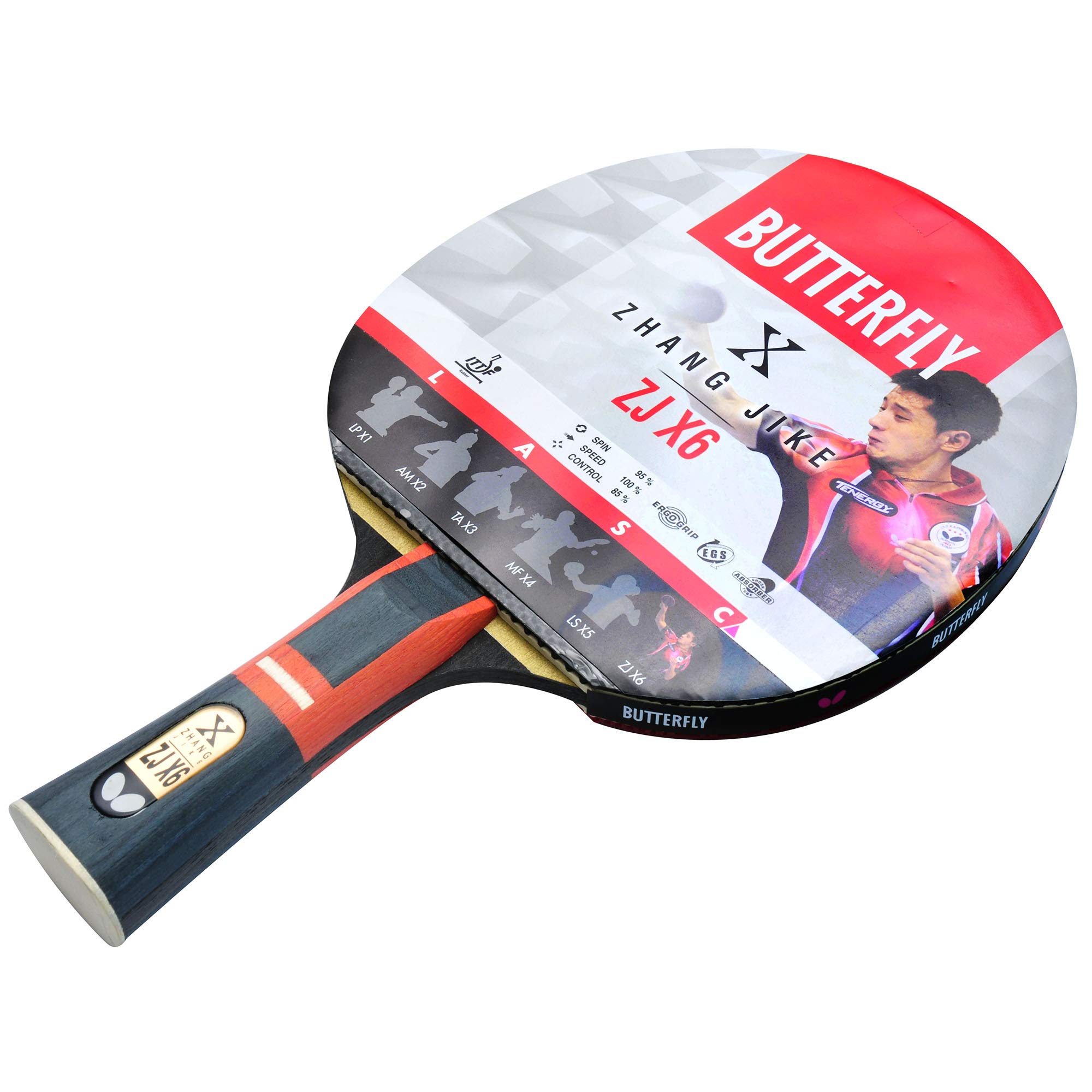 Butterfly Zhang Jike Zjx6 Wakaba Table Tennis Bat - Black/Red Black/Red 10383
