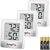TempPro TP49 3 Pieces Digital Hygrometer Indoor Thermometer Humidity Meter Mini Hygrometer with Temperature and Humidity Monitor Outdoor and Room Thermometer Weather Station (Previously ThermoPro)