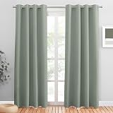 PONY DANCE Blackout Curtain Eyelets Set of 2 Sage Green 55 x 79 Inch