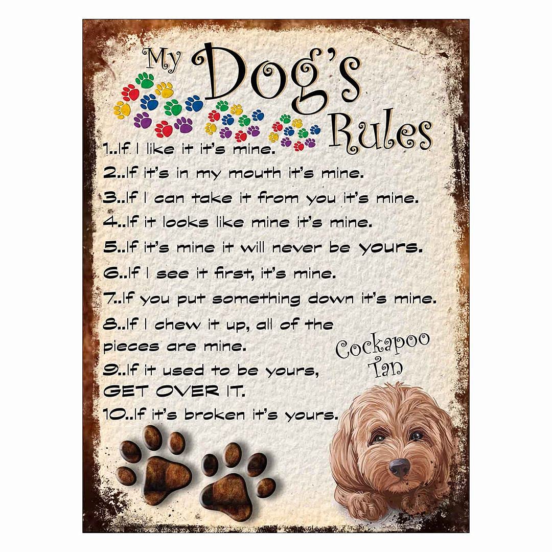 Shawprint Limited MY DOG'S BEDTIME PRAYER RETRO STYLE METAL TIN SIGN/PLAQUE (524DRM) COCKAPOO TAN