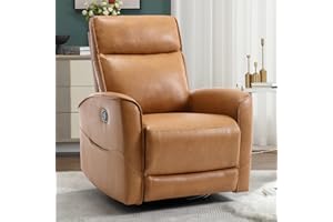 HAOMARKETS Swivel Rocker Recliner Chair, Manual Faux Leather Glider Rocking Recliners for Adults, 360° Swivel Nursery Reclining Sofa with Storage Pocket