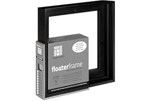 Ampersand Art Supply Floaterframe Readymade Frame for Flat and 7/8" Deep Wood Panel and Canvas Artwork, Paintings, Prints, and More, 8"x8", Black Thin