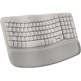 Logitech Wave Keys Ergonomic Wireless Keyboard with Palm Rest - Sand | For natural typing posture, connects up to 3 devices via Easy-Switch, Bluetooth, Logi Bolt Receiver, Multi-OS, Windows / Mac