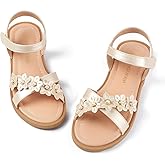 PANDANINJIA Elva Girls Sandals Open Toe Cute Flats Dress Sandals Cross Strappy Summer Shoes Toddler/Little Kid/Big Kid