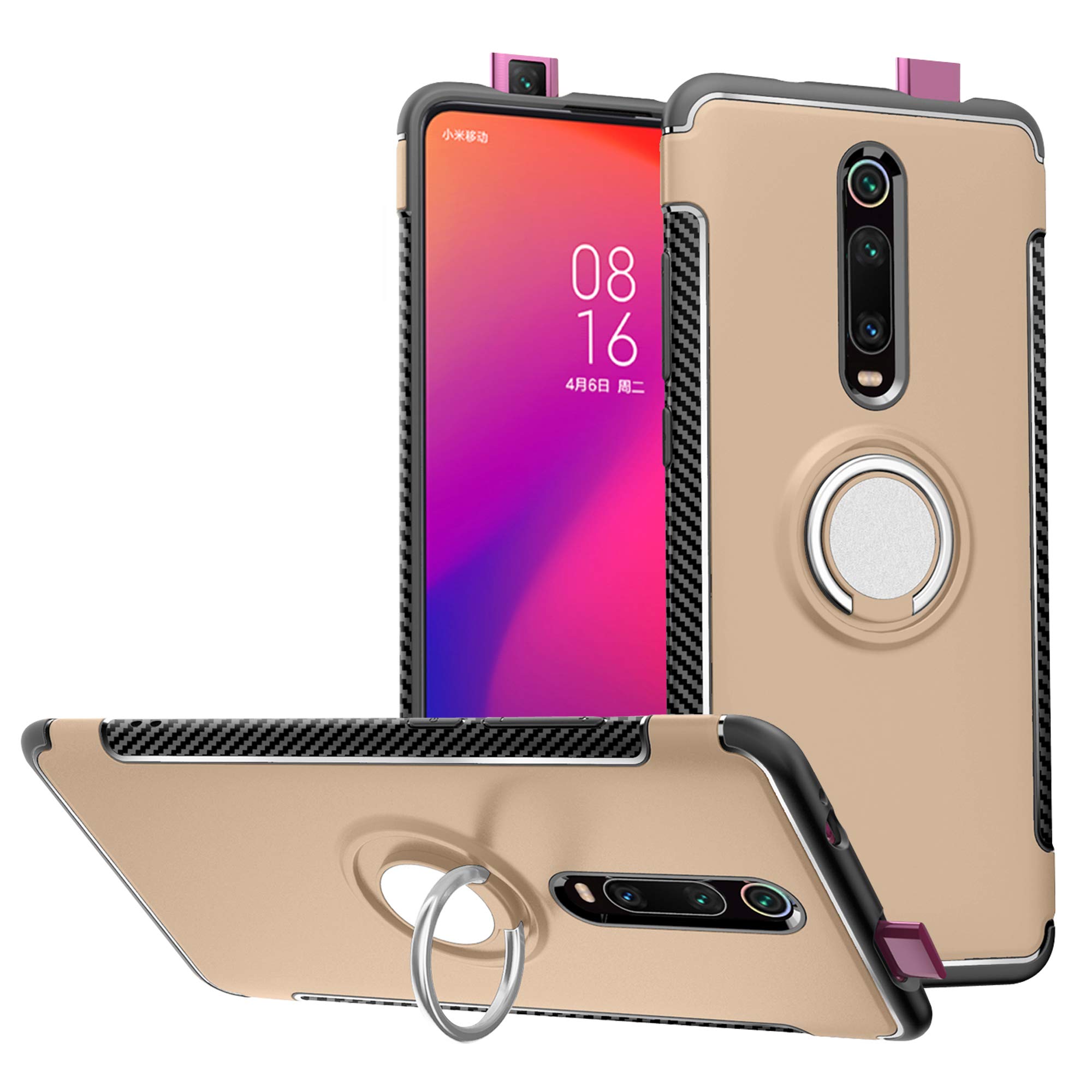 Labanema Gold Case for Redmi K20 /K20 Pro /Mi 9T /Mi 9T Pro - Anti-Scratch, Shock Absorption, 360° Rotation Ring Holder Kickstand Armor Slim Case