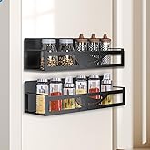 AURIKAR Magnetic Spice Rack for Refrigerator, 2 Pack Metal Magnetic Shelf Organizer for Fridge Side, Strong Spice Storage Rack for Kitchen, Black