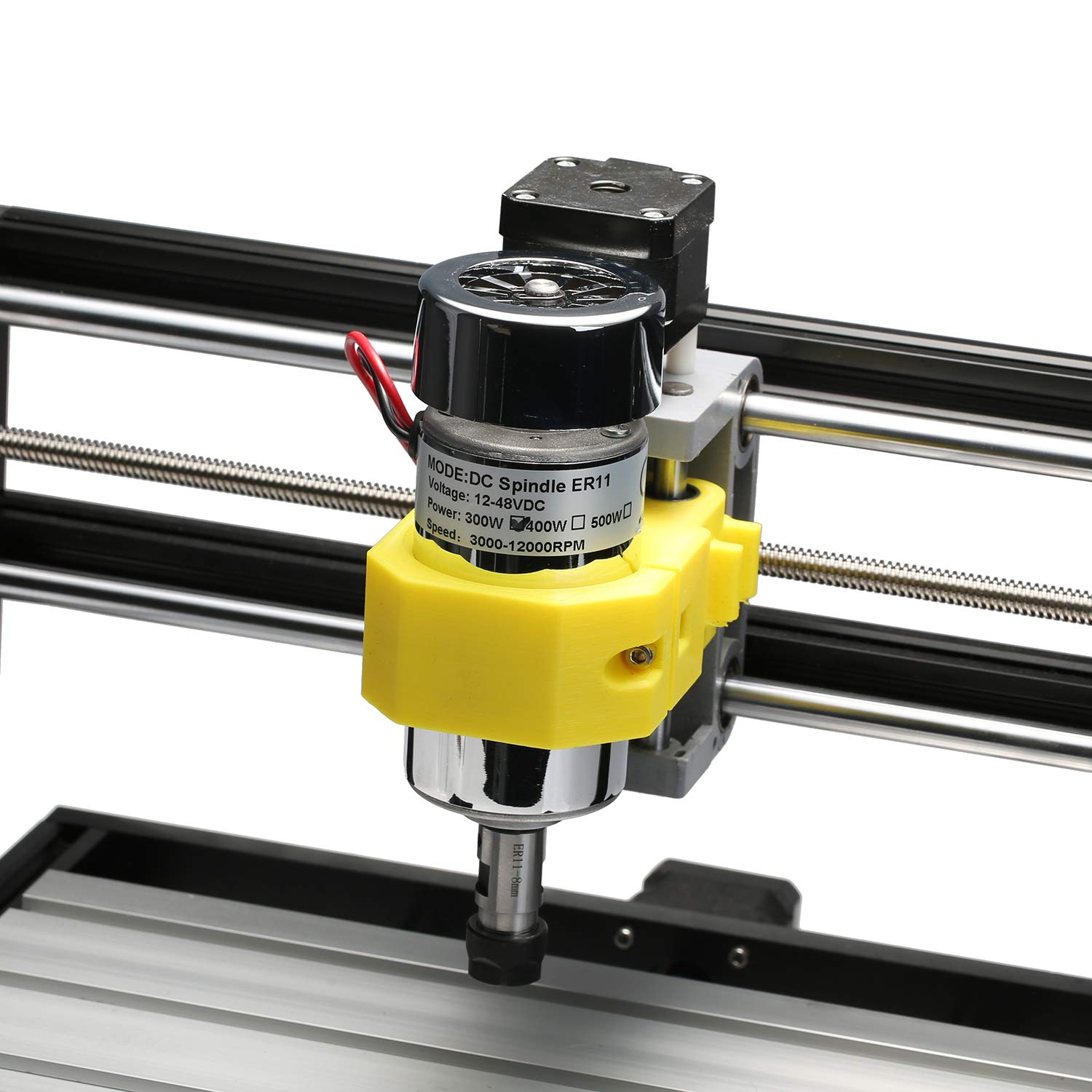 Air-Cooled 300W Brush DC Spindle Motor with 0-48V Output Adjustable Switching Power Supply, 52mm Clamp & ER11 Collet, ideal for CNC Machining