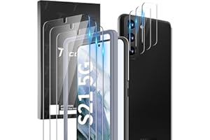 TOCOL 6 Pack Compatible with Samsung Galaxy S21 5G 6.2 inch - 3 Pack Tempered Glass Screen Protector and 3 Pack Camera Lens Protector with [Installation Frame] HD Clear Bubble Free Case Friendly