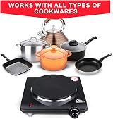 Uten Stainless Steel Single Hotplate 1250-1500W 5 Power Levels Cast Iron view 5