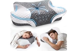 Cervical Neck Pillows with Memory Foam - Neck Pillows for Pain Relief Contour Memory Foam Pillows Ergonomic Neck Support - Ad