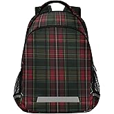 ALAZA Green and Red Tartan Plaid Backpack Purse for Women Men Personalized Laptop Notebook Tablet Bag Stylish Casual Daypack, 13 14 15.6 inch