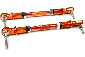 GTBRacing Metal Steering Linkage Turnbuckle Pull Rod Set for 1/5 RC Car HPI km rv Baja 5b ss 5sc Upgrade Part (Orange)