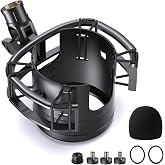 Custom Built Shock Mount with Pop Filter for Blue Yeti Microphones, Black | Metal Outer Ring, Anti-Vibration Suspension for Noise Reduction, Mount Compatible, Professional Studio Use