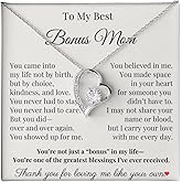 IPINK-To My Bonus Mom Necklace from Stepson or Stepdaughter – Stainless Steel Gift for Step Mom – Emotional Mother’s Day Jewelry with Message Card – Thank You for Loving Me Like Your Own
