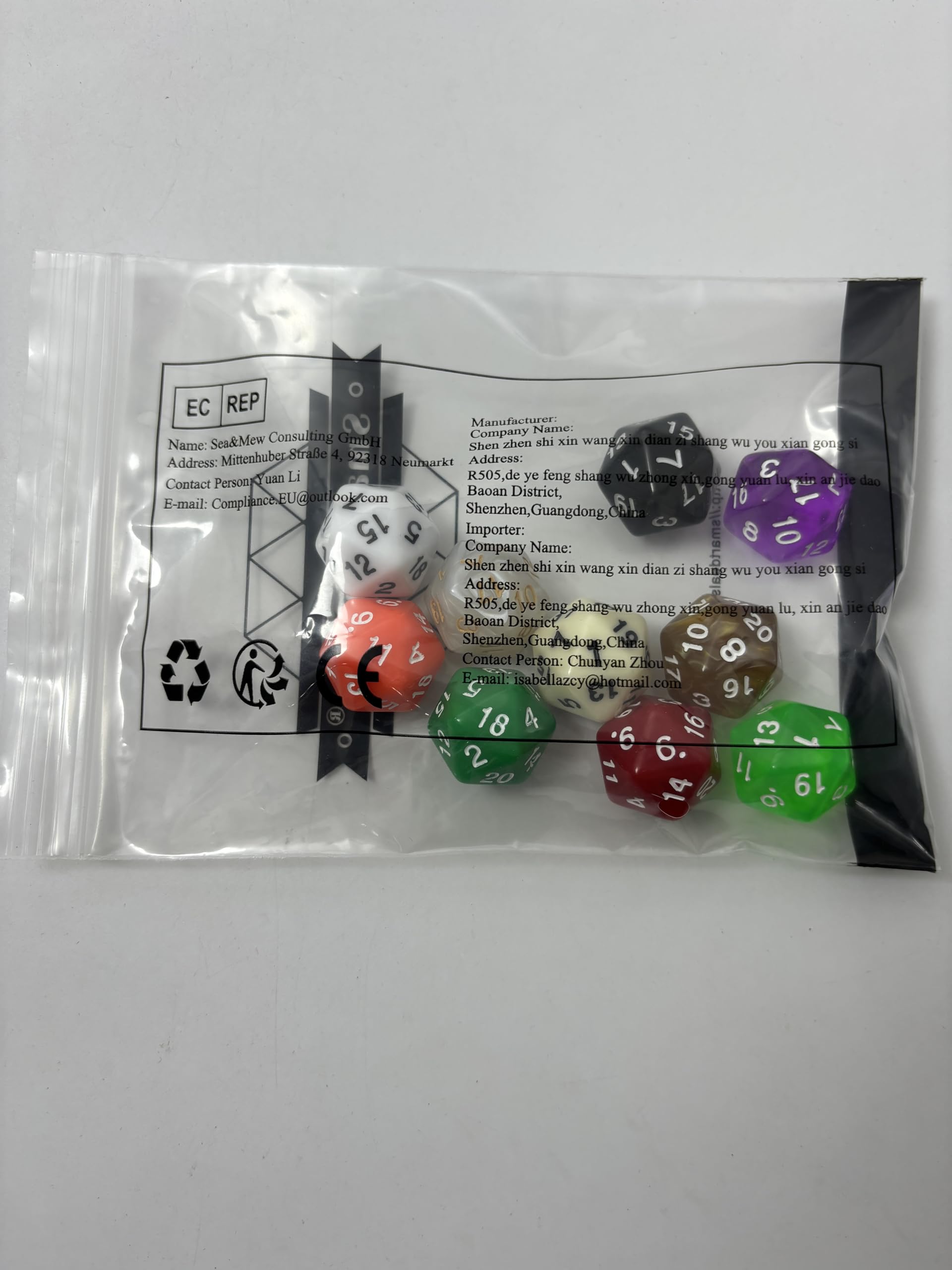 SmartDealsPro 10-Pack 20 Sided Dice D20 Polyhedral Dice for DND RPG MTG Table Game (Mix Color)