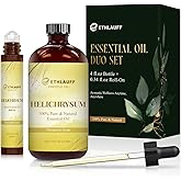 Helichrysum Essential Oil (4 fl.oz Bottle + 0.34 fl.oz Roll-On) — Helichrysum Oils for Aromatherapy, Diffusers, Humidifiers, Home fragrances, DIY Skincare, Candle, Soap Making, Relaxation, Yoga