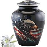 American Honor Urn - American Flag & Eagle Cremation Urns for Ashes - Adult Patriotic Urn - - Full Size Handcrafted Veteran Memorial Urns with Velvet Bag (Large)