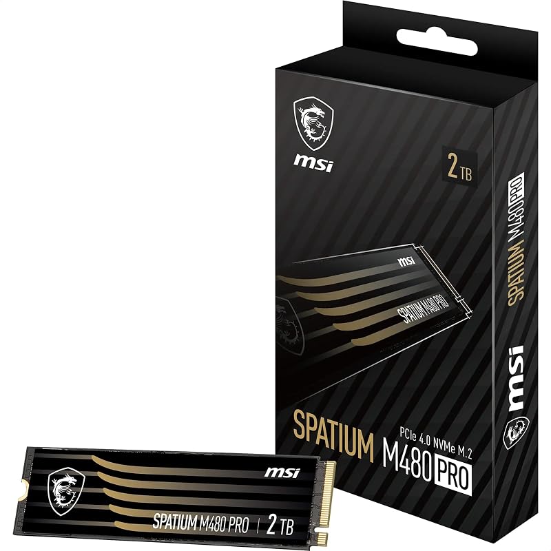 MSI SPATIUM M480 Pro 2TB PCIe 4.0 NVMe M.2 SSD 7400MB/s Read 6000MB/s Write
