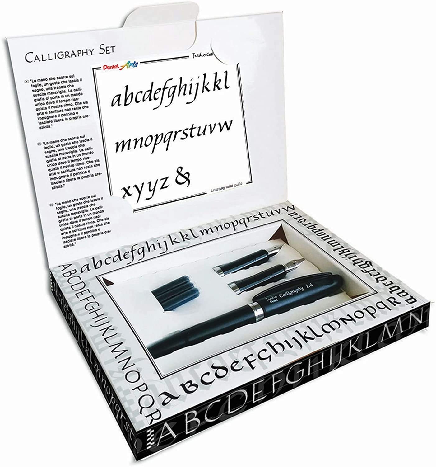 Pentel TRC1-3N-SET Tradio Calligraphy Set - Black