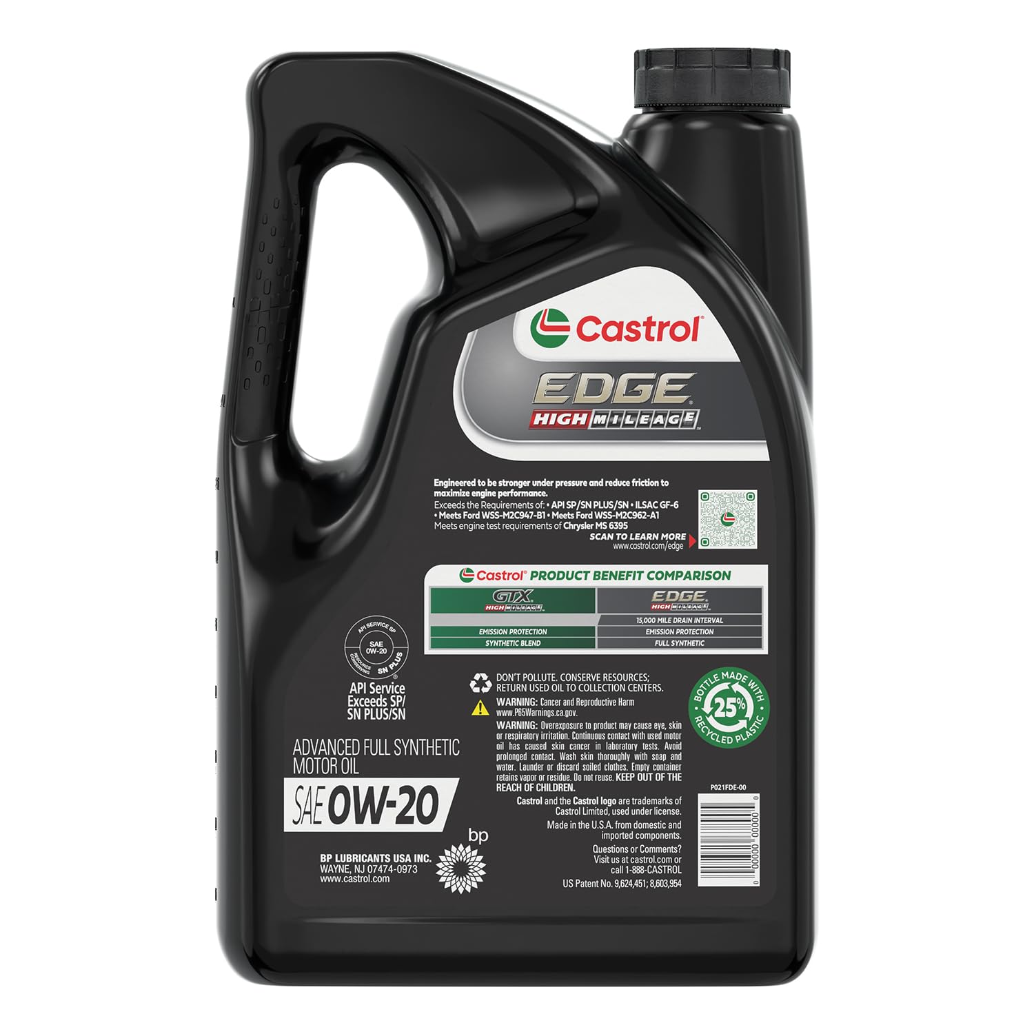 High Mileage Full Synthetic Motor Oil 0W-20, 5 Quart - For Engines Over 75K Miles