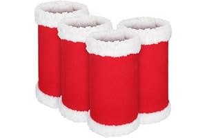 Mixweer Horse Christmas Tack Horse Leg Wraps Faux Fur Polyester Standing Wraps for Horses Leg Loose and Comfortable for Christmas Parades, Set of 4(Red and White)