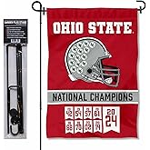 College Flags & Banners Co. Ohio State Buckeyes 9 Time and 2024 National Champions Garden Flag with Pole Stand Holder