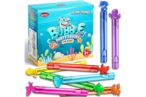 VKTEN 24 Pack Bubble Party Favors for Kids, 8 Styles 8 Colors Ocean-Themed Mini Bubble Wands Birthday Summer Beach Pool Toys, Goodie Gift Bag Stuffer Fillers Classroom Prizes for Boys Girls Toddlers