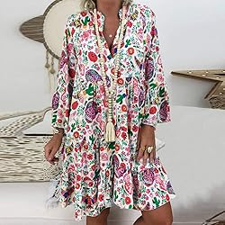 YongANs Tunic Tops Dress for Women 3/4 Sleeve Boho