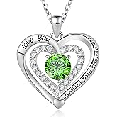 Yaumatea I Love You for Always and Forever Heart Necklace, Sapphire Birthstone Cubic Zirconia Pendant Romantic Valentine’s Day Gift for Women Jewelry with Gift Box