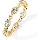 PAVOI 14K Gold Plated Cubic Zirconia Stackable Ring | Marquise Eternity Band For Women | Plated Gold Stacking Ring
