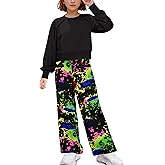 Aulyffo Girl Clothes, 2 Piece Girls Outfits Solid Crop Tops Plaid Wide Leg Pants with Pocket Kids Clothing Set Size 6-14 Year