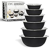 COOK WITH COLOR Stainless Steel Mixing Bowls Set - Nesting Bowls, 6 Pieces, Black